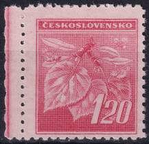 1945, ČSR II, 0378VV, Výplatní známka: Lipová ratolest ✶✶ o L