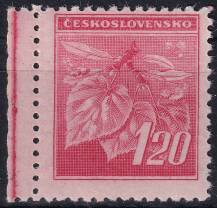 1945, ČSR II, 0378VV, Výplatní známka: Lipová ratolest ✶✶ o L