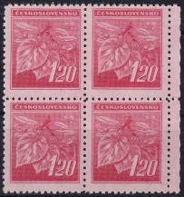 1945, ČSR II, 0378VV, Výplatní známka: Lipová ratolest ✶✶ ⊞ o P