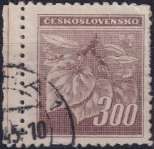 1945, ČSR II, 0379, Výplatní známka: Lipová ratolest  ⊙  o L