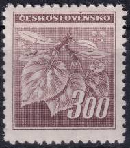 1945, ČSR II, 0379VV, Výplatní známka: Lipová ratolest ✶✶