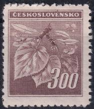 1945, ČSR II, 0379VV, Výplatní známka: Lipová ratolest ✶✶