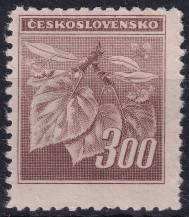 1945, ČSR II, 0379VV, Výplatní známka: Lipová ratolest ✶✶