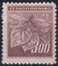 1945, ČSR II, 0379VV, Výplatní známka: Lipová ratolest ✶✶