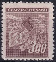 1945, ČSR II, 0379VV, Výplatní známka: Lipová ratolest ✶✶