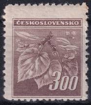 1945, ČSR II, 0379VV, Výplatní známka: Lipová ratolest ✶✶