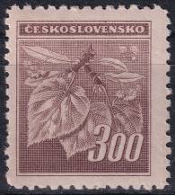 1945, ČSR II, 0379VV, Výplatní známka: Lipová ratolest ✶✶