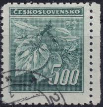 1945, ČSR II, 0380, Výplatní známka: Lipová ratolest  ⊙  o P