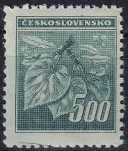 1945, ČSR II, 0380VV, Výplatní známka: Lipová ratolest ✶✶