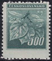 1945, ČSR II, 0380VV, Výplatní známka: Lipová ratolest ✶✶
