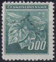 1945, ČSR II, 0380VV, Výplatní známka: Lipová ratolest ✶✶
