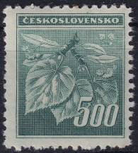 1945, ČSR II, 0380VV, Výplatní známka: Lipová ratolest ✶✶