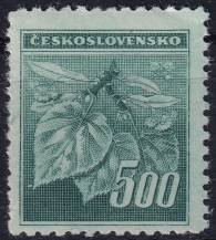 1945, ČSR II, 0380VV, Výplatní známka: Lipová ratolest ✶✶