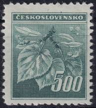 1945, ČSR II, 0380VV, Výplatní známka: Lipová ratolest ✶✶