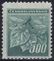 1945, ČSR II, 0380VV, Výplatní známka: Lipová ratolest ✶✶