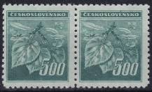 1945, ČSR II, 0380VV, Výplatní známka: Lipová ratolest ✶✶ ⊟