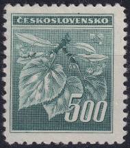 1945, ČSR II, 0380VV, Výplatní známka: Lipová ratolest ✶✶