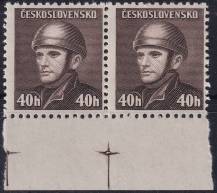 1945, ČSR II, 0392, Londýnské vydání: rtm. J. Gabčík (1912-1942) ✶✶ + ◫ o D