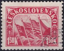 1945, ČSR II, 0403, 1. výročí SNP: Vlajky spojenců ⊙