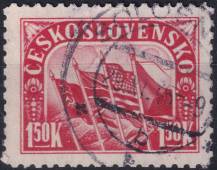 1945, ČSR II, 0403, 1. výročí SNP: Vlajky spojenců ⊙