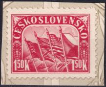 1945, ČSR II, 0408, 1. výročí SNP: Vlajky spojenců (✶)