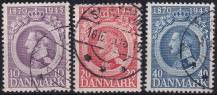 1945, Dánsko, 0286/288, 75. výročí narození krále Kristiána X. ⊙