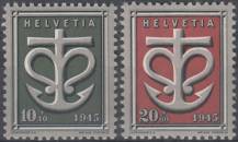 1945, Švýcarsko, 0443/0444, Švýcarský příspěvek válečnému poškození, **