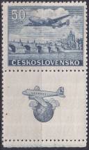 1946, ČSR II, L24KD, Letecká známka: Letecké motivy - Letadlo nad Prahou ✶ o D