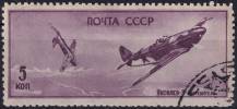 1946, SSSR, 1014, Den letectva (II): Jakovlev Jak-3 střílí na Messerschmitta Me-109  ⊙
