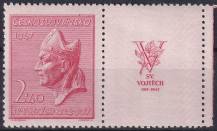 1947, ČSR II, 0451KP, 950. výročí smrti svatého Vojtěcha ✶ o P