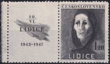 1947, ČSR II, 0453KL, 5. výročí vyhlazení Lidic: Trpící žena ✶✶ o L