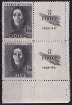1947, ČSR II, 0453KP, 5. výročí vyhlazení Lidic: Trpící žena ✶✶ ⊞ P D