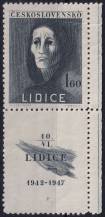 1947, ČSR II, 0454KD, 5. výročí vyhlazení Lidic: Trpící žena ✶ o P