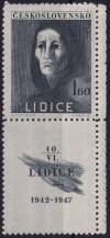 1947, ČSR II, 0454KD, 5. výročí vyhlazení Lidic: Trpící žena ✶✶ o P