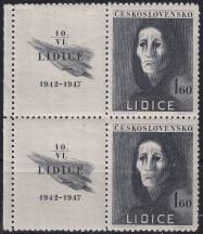 1947, ČSR II, 0454KL, 5. výročí vyhlazení Lidic: Trpící žena ✶✶ ⊟ o L