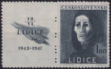 1947, ČSR II, 0454KL, 5. výročí vyhlazení Lidic: Trpící žena ✶