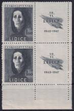 1947, ČSR II, 0454KP, 5. výročí vyhlazení Lidic: Trpící žena ✶✶ ⊞ P D