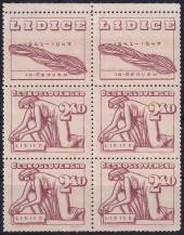 1947, ČSR II, 0455KH, 5. výročí vyhlazení Lidic: Klečící žena ✶✶ ⊞ o H