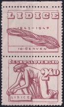 1947, ČSR II, 0455KH, 5. výročí vyhlazení Lidic: Klečící žena ✶ o H