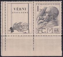 1947, ČSR II, 0458KL, 10. výročí úmrtí T. G. Masaryka ✶✶ L D