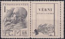 1947, ČSR II, 0458KP, 10. výročí smrti T. G. Masaryka ✶ o P