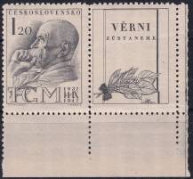 1947, ČSR II, 0458KP, 10. výročí úmrtí T. G. Masaryka ✶✶ P D