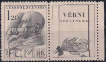 1947, ČSR II, 0458KP, 10. výročí úmrtí T. G. Masaryka ✶✶ o P