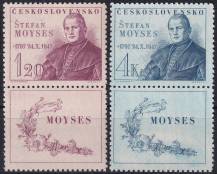 1947, ČSR II, 0460/0461KD, 150. výročí narození Š. Moysese ✶✶