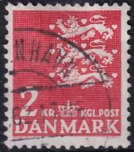 1947, Dánsko, 0290x, Výplatní známka: Malý říšský znak ⊙