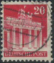 1948, Americká a Britská okupační zóna, 085wg, Výplatní známka: Stavby - Braniborská brána, Berlín ⊙