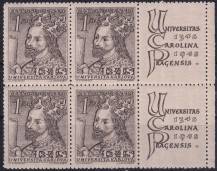 1948, ČSR II, 0470, 600. výročí založení Karlovy univerzity: Karel IV. ✶✶ KP ⊞ o P