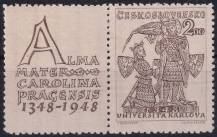 1948, ČSR II, 0471, 600. výročí založení Karlovy univerzity: Karel IV. a sv. Václav ✶ KL