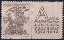 1948, ČSR II, 0471, 600. výročí založení Karlovy univerzity: Karel IV. a sv. Václav ✶ KP