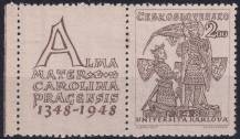 1948, ČSR II, 0471, 600. výročí založení Karlovy univerzity: Karel IV. a sv. Václav ✶ KL o L